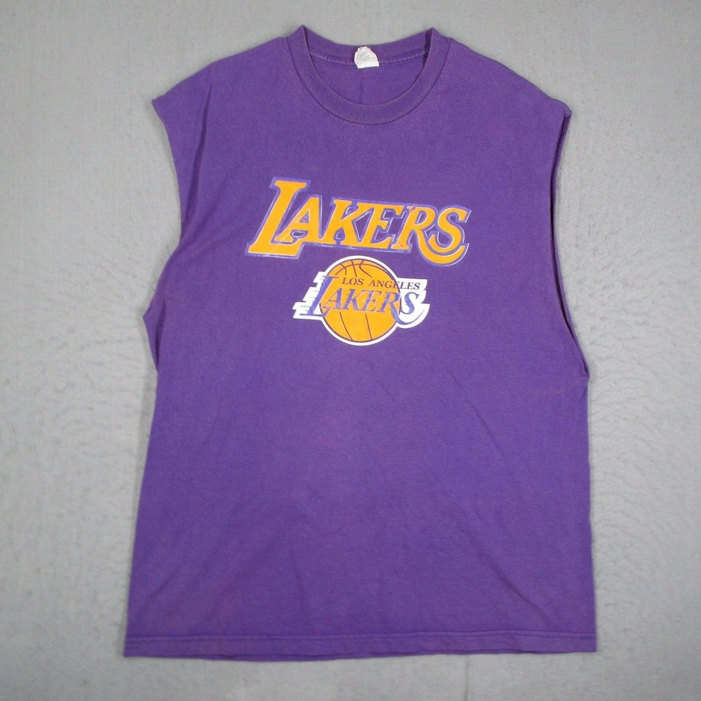 Vintage Los Angeles Lakers Muscle Tee Alstyle Purple Graphic Tank Top Mens XL